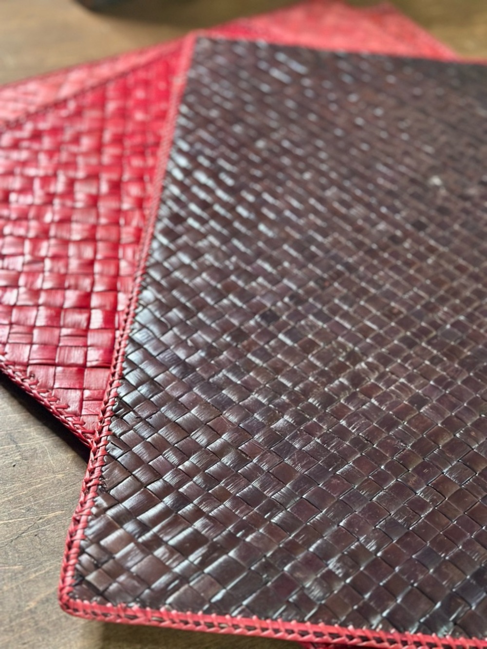 Set Of 4 Handwoven Reversible Placemats Woven Natural Fiber Boho